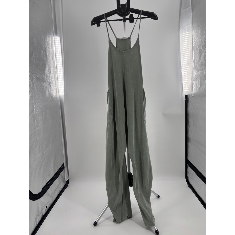 Double‎ Zero Sage Green Mineral Wash Harem Jumpsuit Spaghetti Strap Women Medium